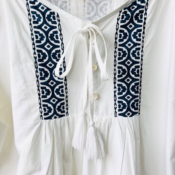Roller Rabbit Mona Border Maricruz mini dress, white, blue , Size XL - Picture 6 of 9